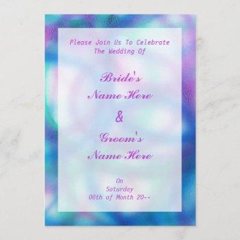 blue, purple and teal wedding. invitation