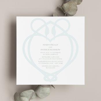 blue & sage irish celtic swan love knot wedding invitation