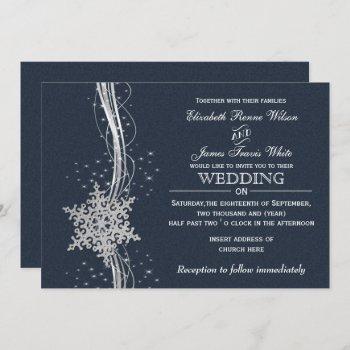 Small Blue Silver Snowflakes Winter Wedding Front View
