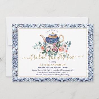  blue tiles bridal shower tea invitation card
