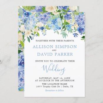 Small Blue Watercolor Hydrangeas Floral Wedding Front View