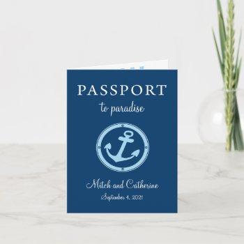 Small Blue Western Caribbean Cruise Passport Wedding Front View