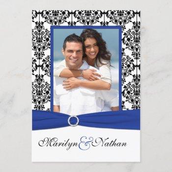 Small Blue, White, Black Damask Photo Wedding Front View