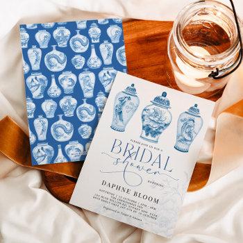 blue white chinoiserie ginger jars bridal shower invitation