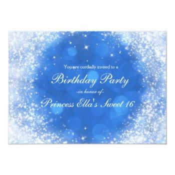 Small Blue & White Sparkle Cinderella Any Event Party Front View