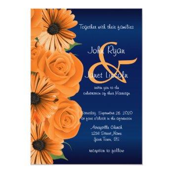Small Blue With Orange Rose & Daisy Wedding Front View