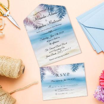 Small Blush Blue Tropical Ocean Summer Beach Wedding All In One Front View