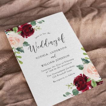 blush perfection: watercolor floral wedding invitation