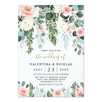 Small Blush Pink Floral Rose Garden Watercolor Wedding Front View