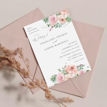 blush pink floral & succulent wedding v2 invitation