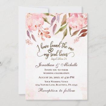 blush pink floral watercolor christian wedding  invitation