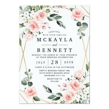 Small Blush Pink Gold And White Floral Greenery Wedding Front View
