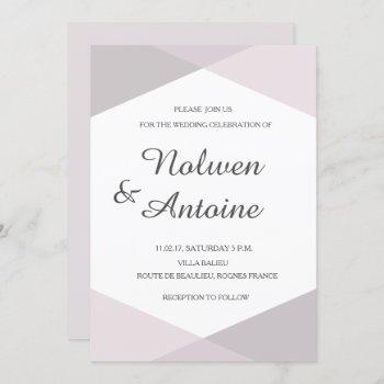 blush pink mauve geometric elegant modern wedding invitation