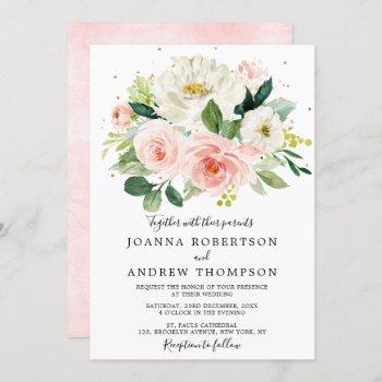 Small Blush Pink Rose Florals Modern Botanical Wedding Front View