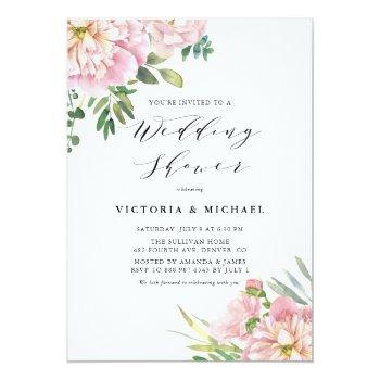 Small Blush Pink Watercolor Roses Floral Wedding Shower Front View