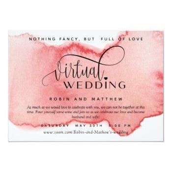 Small Blush Rose Gold Watercolor, Online Virtual Wedding Front View