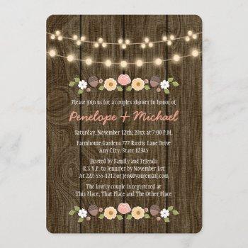 blush string of lights fall rustic couples shower invitation
