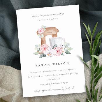 Small Blush Watercolor Mixer Floral Recipe Baby Shower Front View