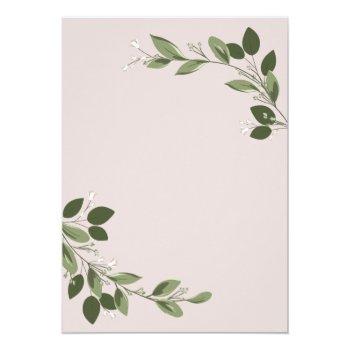 Small Blushing Sprigs Wedding Invite With Pink Back Back View