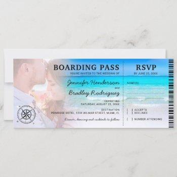 Small Boarding Pass Beach Photo Rsvp & Wedding Front View