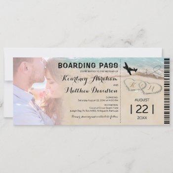 boarding pass beach photo wedding invitation