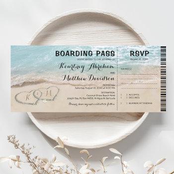 Small Boarding Pass Beach Rsvp & Wedding Front View