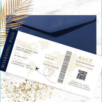 boarding pass destination wedding qr code rsvp invitation