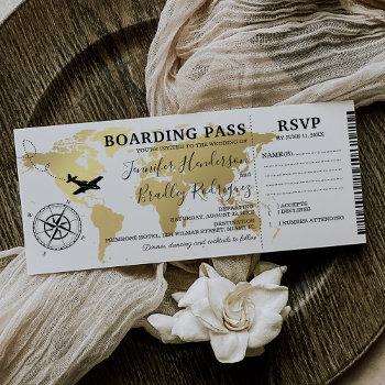 Small Boarding Pass Destination Wedding World Map Front View