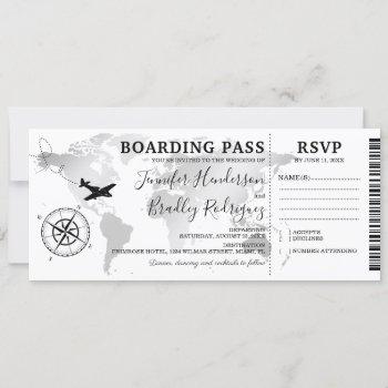 boarding pass destination wedding world map invitation
