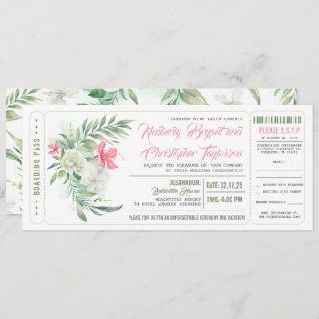 boarding pass | floral beach | wedding ticket invitation