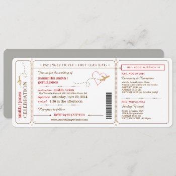 Small Boarding Pass Ticket Wedding Front View