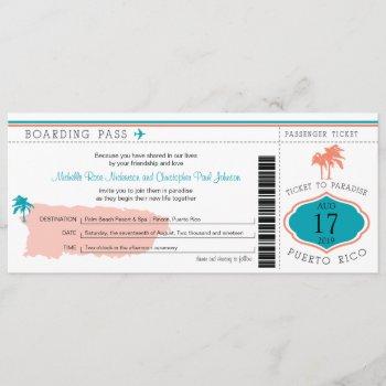 boarding pass to puerto rico wedding invitation