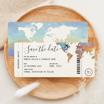 Small Boarding Pass Travel Save The Date Wedding Front View