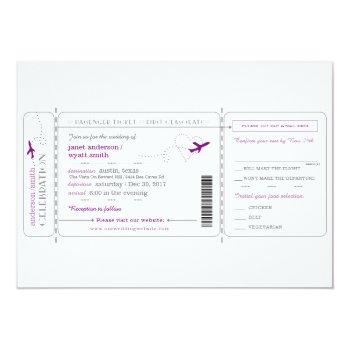 Small Boarding Pass Travel Ticket Wedding Front View
