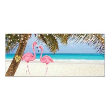 Small Boarding Pass Tropical Beach Flamingo Wedding Back View