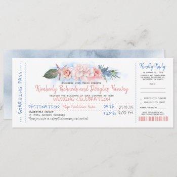 Small Boarding Pass | Tropical Beach | Wedding Ticket Front View