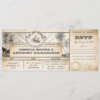 Small Boarding Pass Wedding Tickets Front View