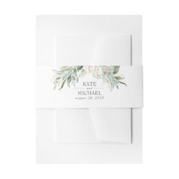 bohemian greenery branches summer wedding invitation belly band