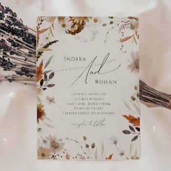 boho autumn wildflower | beige casual wedding invitation