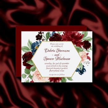 Small Boho Bloom | Elegant Burgundy And Navy Blue Wreath Front View