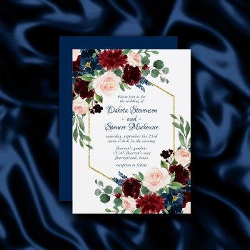 boho blooms | rustic navy and burgundy seat chart invitation