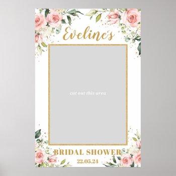 Small Boho Blush Pink Floral Baby Shower Photo Prop Poster Front View