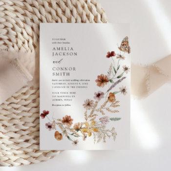 boho fall wildflower wedding invitation