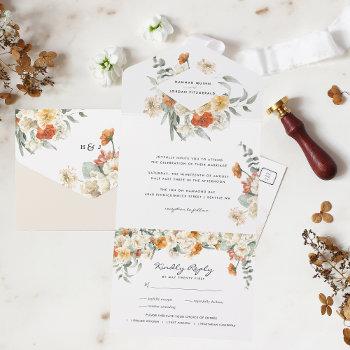 boho floral greenery botanical wedding all in one invitation