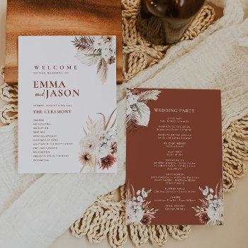 Small Boho Floral Wedding Program Front View