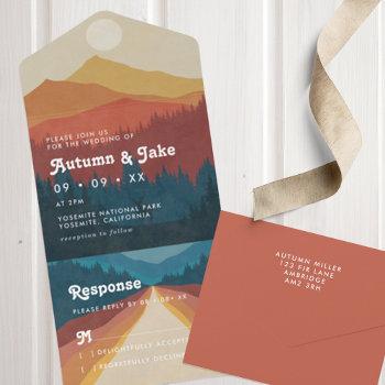 boho mountains & forest retro  all in one invitation