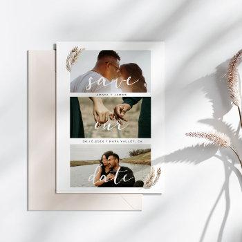 Small Boho Pampas Grass Save The Date Wedding Front View