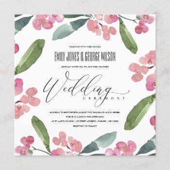 boho pink christ thorn cacti bloom frame wedding invitation