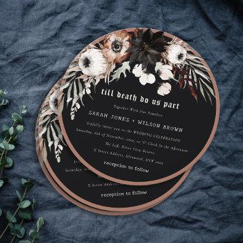 boho rustic gothic rust black botanical wedding invitation
