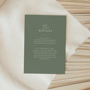 Small Boho Sage Green | Simple Wedding Guest Details Enclosure Card Front View